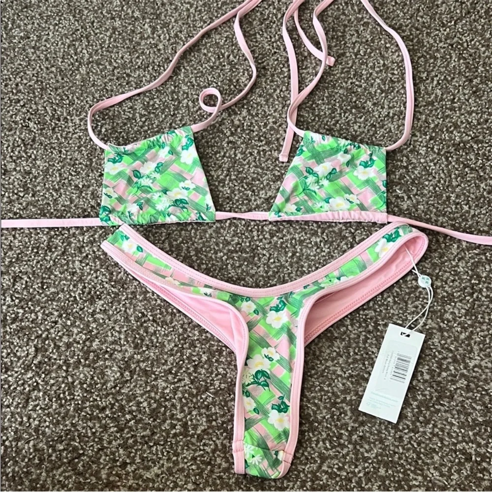 Frankie’s Bikinis Lumia Full Moon Plaid Bikini Set NwT